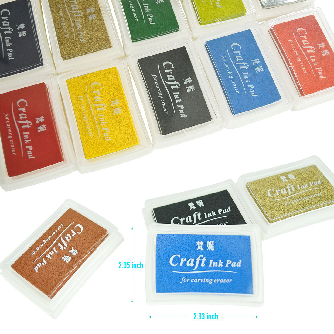 Rosenice Stamp Pads Multi Colored DIY Ink Pad Stamps Partner for Kids Set of 12pcs